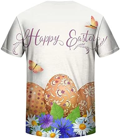 Честит Великден Тениски за Мъже, Тениски с Принтом Забавни Яйца, Топ, Свободни Ежедневни Ризи с Къс Ръкав, Удобни Християнски Блузи