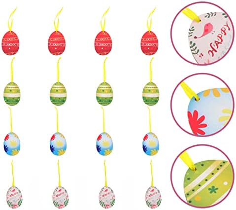 ABOOFAN 16 бр. Дървени Великденски Яйца на Филийки Деколтета за Великденски Яйца За Великден Партита Окачен Знак Украса за Великденски
