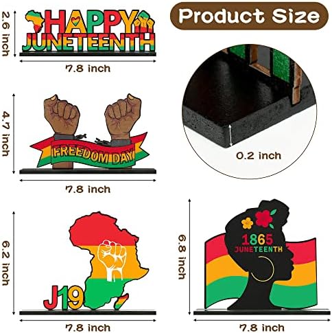 Haooryx 4 бр. Дървени Централните Елементи за Украса на масата на Деветнадесети юни, Декорация на масата на Ден Щастлив Деветнадесети