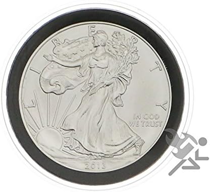 (25) Air-tite 40 мм, Черен държач за монети под формата на пръстен Капсули за American Silver Орли и 1 унция Порцелан Silver Panda