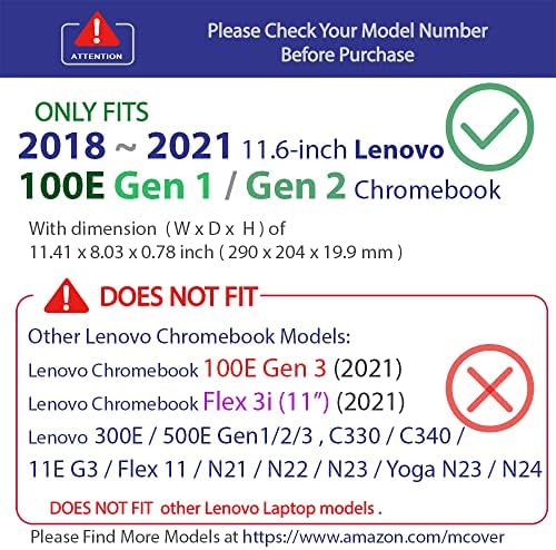 Калъф mCover е Съвместим само за преносими компютри Lenovo 100E G1 G2 Chromebook диагонал 11,6 инча 2018 ~ 2021 г. (не е подходящ