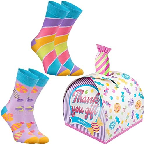 Преливащи се цветове чорапи – Кажи благодаря на стил чорапи – Кутия шоколадови бонбони с чорапи – 2 Чифта чорапи като благодарственного