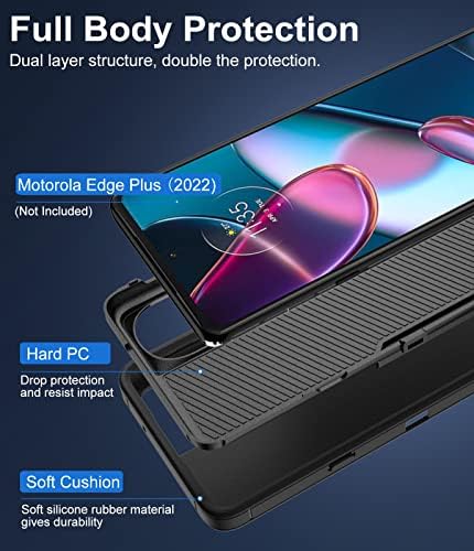 Калъф Dahkoiz за Motorola Edge Plus (2022), Калъф Moto Edge Plus 5G UW 2022 с Пылезащитной капак, Напълно Защитава корпуса Калъф от силиконов каучук за телефон Motorola Edge Plus (2022), черен