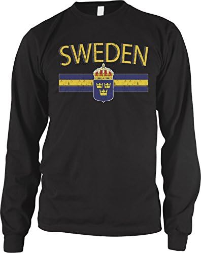 Мъжки флаг на Швеция и Гербът на Страната Amdesco, Риза с дълъг ръкав Swedish Arms