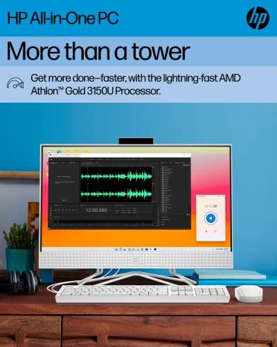 Настолен компютър HP All-in-One 22, процесор AMD Athlon Gold 3150U, графика AMD Radeon, 4 GB оперативна памет, 256 GB SSD памет,