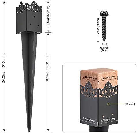 Трън основен стълб Insaga Декоративен 4x4, Трън Заземяване за закрепване на стълб от ограда, за тежки условия на работа за пощенска