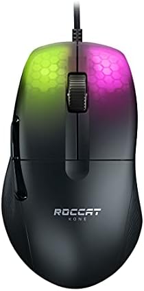 Детска мишка ROCCAT Коне Pro за PC, Лек и Ергономичен дизайн, Оптичен превключвател, Титан, Осветление AIMO RGB, Сверхлегкая Жичен