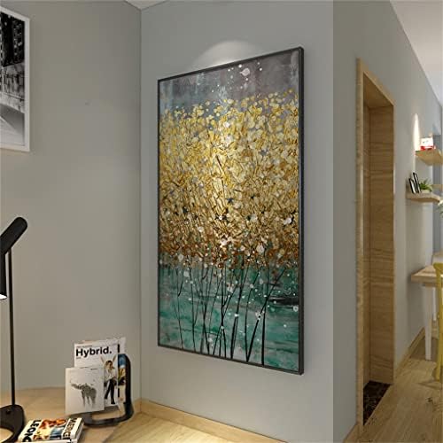 YFQHDD Ръчно Абстрактна Живопис с маслени Бои върху Дърво със Златни листа върху платно, маслени Бои върху Платно, Живопис за Домашен