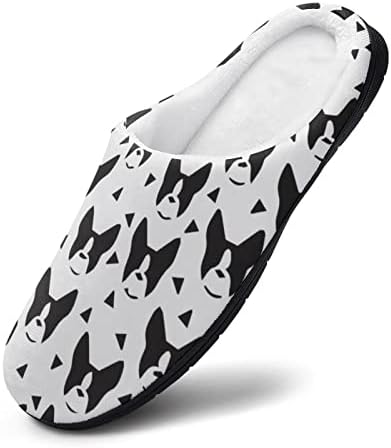 Дамски памучни домашни чехли Boston Terriers, лека устойчива на плъзгане обувки гумени подметки за помещения и на улицата