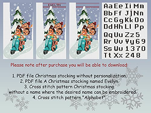 Схеми за кръстосан бод PDF/Персонални Коледни Чорапи, Модерна Преброяване Проста Скъпа Коледна схема кръстат Бод за начинаещи със