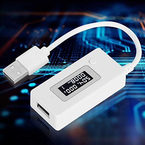 Fafeicy USB детектор, амперметър, волтметър, измерител на капацитет за зареждане, осветление на LCD дисплея (бяла), амперметър