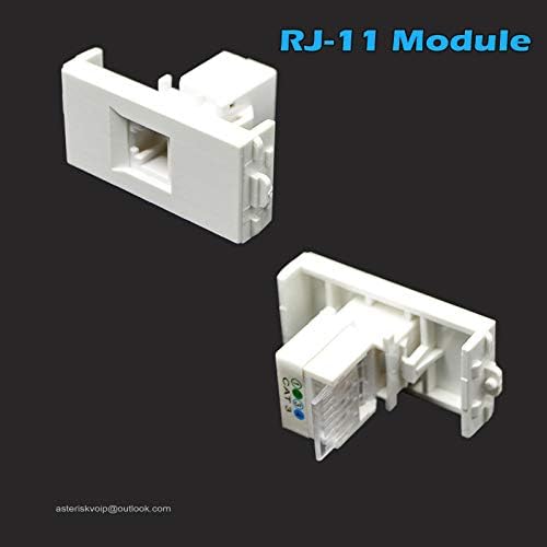 Стенни панела с 1 порт, RJ-45 Cat6 + 2 RJ-11, Бял, За Стенен монтаж, Предна странична кабел Keystone Ethernet, Телефонна линия Cat3