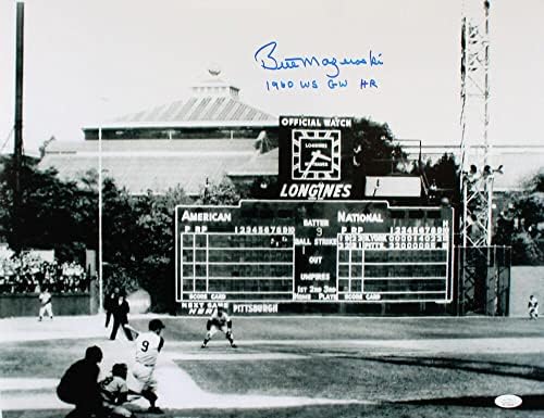 Бил Мазероски с автограф 16x20, Хоумран 1960 GW WS, Фото-JSA W * Blue - Снимки на MLB с автограф
