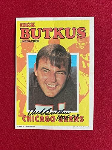 1971, Дик Буткус, Плакат на TOPPS с автограф (MM) (Рядък / Ретро) Мечките - Снимки NFL С автограф