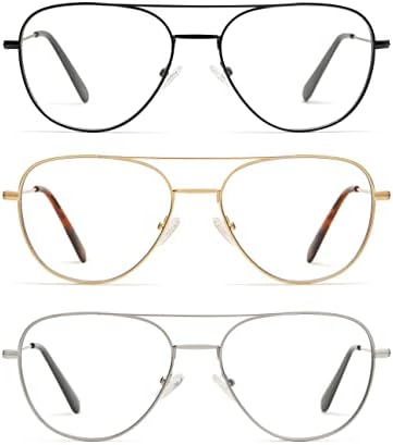 Комплект от 3 теми, ретро Очила-Авиатори за четене, Мъжки и Дамски Модни Квадратни Сини Светозащитные Компютърни Очила за четене,