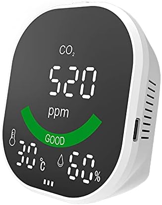 Мониторинг на качеството на въздуха, Вътрешен детектор на CO2 3-в-1 NDIR с функция за аларма, Температура и Влажност за Офис, Спалня,