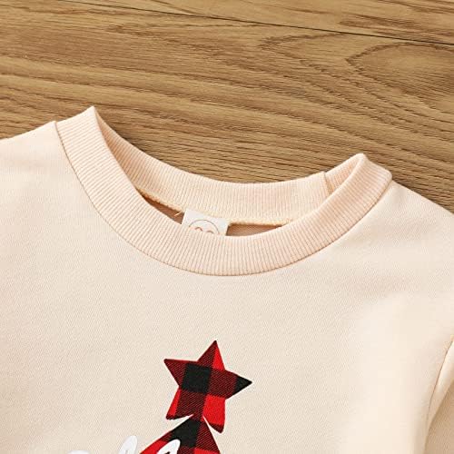 Тениска за момичета 6 Малки Момчета И Момичета, Коледни Пуловери с Дълги ръкави и Писмото Принтом в Клетката, Пуловер с Принтом