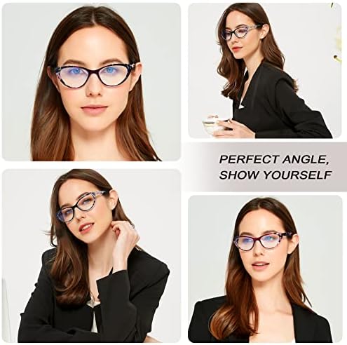 Дамски очила за четене EYEURL Cat Eye, Комплект от 2 Компютърни ридеров със заключване синя светлина + 1,5 дамских точки в качествена