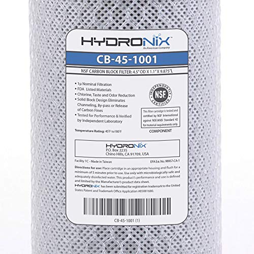 Hydronix CB-45-1001 Търговски Хидропоника за цялата къща, Филтър за вода с активен Въглен РО ФНИ, на 4.5 x 10, 1 Микрон