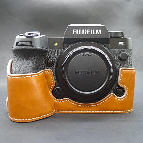 Калъф Rieibi X-H2S/X-H2 - Качествен Наполовина калъф от изкуствена кожа за цифров фотоапарат Fujifilm XH2S/XH2 - Защитен калъф за Fuji XH2s XH2 - Кафяв