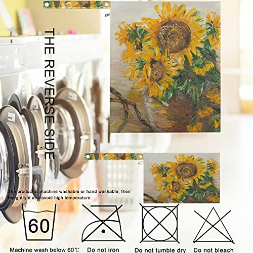 visesunny Sunflower Ретро Дизайн, 2 бр., Влажна чанта с джобове с цип, Моющаяся, Множество, Голям за Пътуване, плаж, басейн, детска