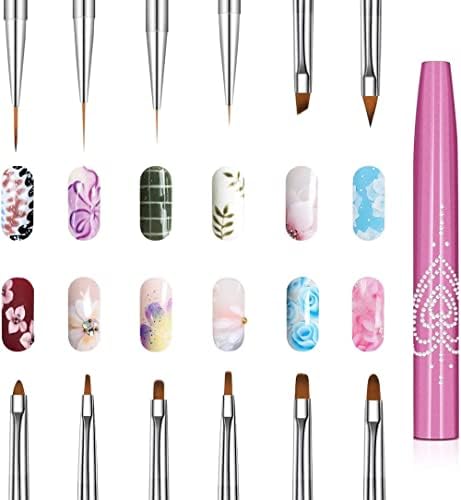 HNKDD 12 Бр. Комплект Четки за Дизайн нокти Nail Art Painting Drawing Pen Builder Плосък Градиент Линия Гел, Акрил Уши Дизайн Маникюр