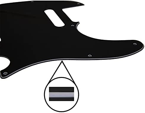 Защитен панел за тялото на китара Yootones с 8 дупки, Съвместима със САЩ/Мексико Fender Telecaster (3Ply Black)