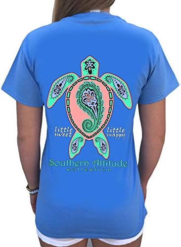 Женска тениска с къс ръкав Southern Attitude Paisley Sea Turtle Carolina Blue