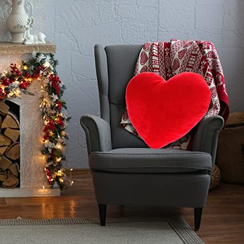Adorainbow Червена Възглавница във формата на Сърце, Плюшен Възглавница във формата на Сърце, Играчка 3D, Пухкави Декоративна Възглавница