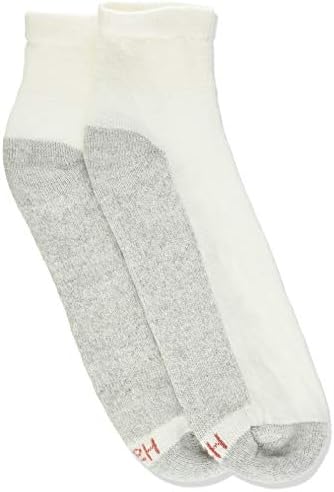 Мъжки чорапи за глезените Hanes от 6 опаковки FreshIQ с пълна възглавница (голям размер обувки: 12-14, бял)