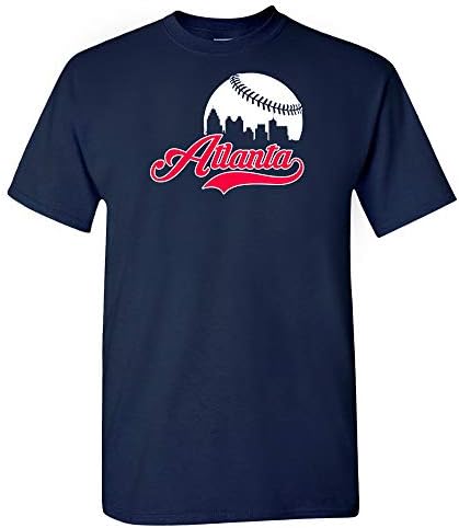 Мъжки фанатская тениска Xtreme Apparrel Atlanta City Baseball Skyline (Тъмно синя тениска, L)