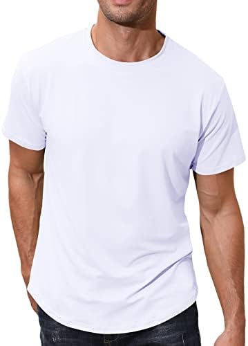 Мъжки Спортни Ризи Lexiart с Къс ръкав, бързо съхнещи Памучни Ризи с кръгло деколте за спортна зала Slim Fit