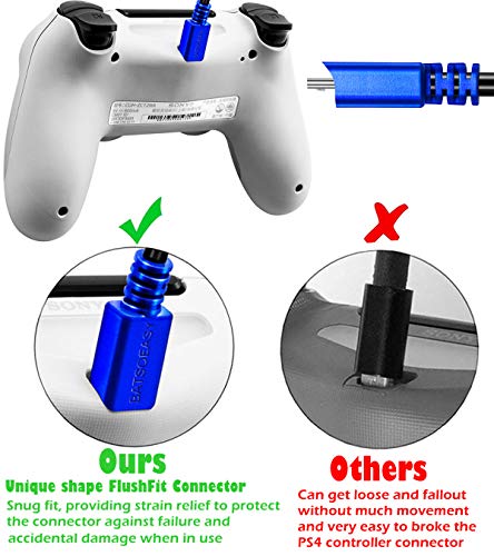 Зарядно устройство за контролер PS4, Кабел за зареждане, 2 комплекта удължен 10-фута кабел за възпроизвеждане и зареждане, кабел