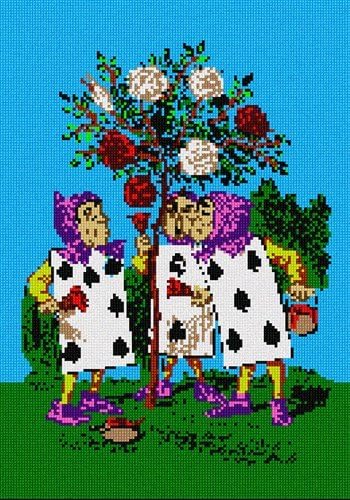 Платно за бродиране Пепиты: рози Алиса в Страната на чудесата, 7 x 11