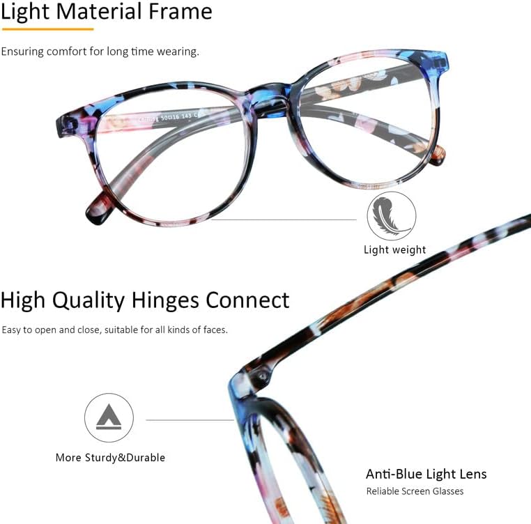 6 Опаковки Очила за четене, Блокер Синя Светлина Компютърни Очила за Четене за жени и Мъже, Леки Считывающие устройство с Антирефлексно