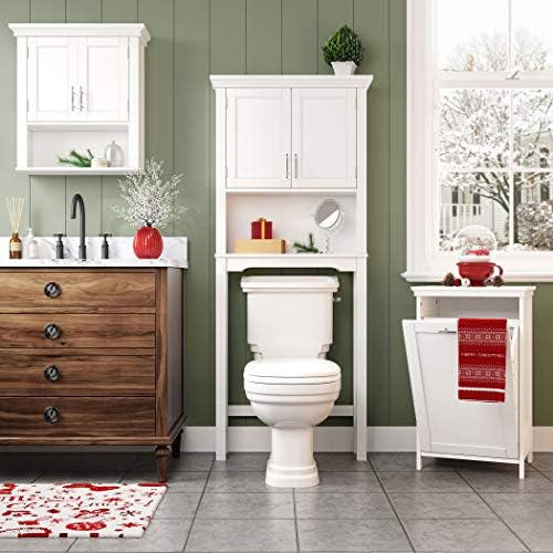 Риверридж, Бяла Съмърсет Баня Над тоалетна Спестява място за съхранение на вещите с Отворен рафт и Две врати