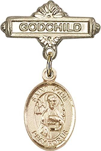 Детски икона Jewels Мания за талисман на Св. Йоан-Апостол и игла за Кръщелник | Детски икона от 14-каратово злато с Талисман на