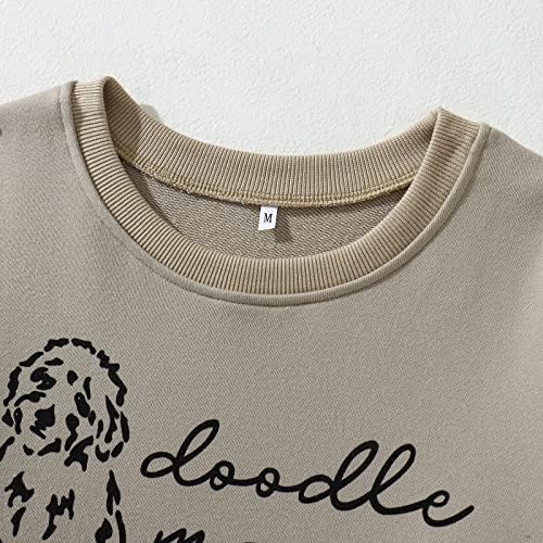 Бутиков Hoody Dog Мама, Дамски Сладка Тениска с Изображение на Doodle Мама, Пуловер с Кръгло Деколте и Дълъг Ръкав за Любителите