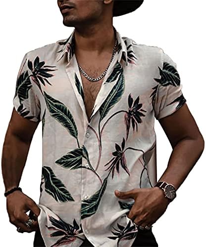 Мъжка риза с принтом TZIISOA, Ежедневна Мода Свободна Риза с къси ръкави, Casual Стил на Отдих