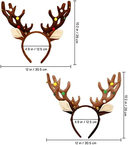 Amosfun 2 бр. Коледна Превръзка На Главата с Коледни Оленьими Рога, Превръзка на Главата с Оленьими Рога, Скъпа Коледна Обогатяване