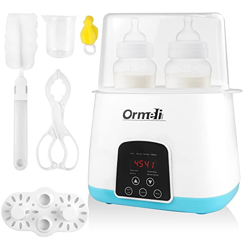 Нагревател бебешки бутилки Ormeli, Нагревател млечни бутилки 6-в-1, бърз нагревател на детски храни с таймер за близнаци, нагревател