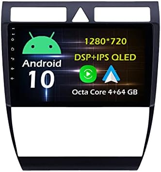 9 4 + 64 GB Android 10 Тире Кола Стерео Радио, Подходящи за Audi A6 C5 1997 ~ 2004 S6 2 1999 ~ 2004 RS6 1 от 2002 ~ 2006 Главното