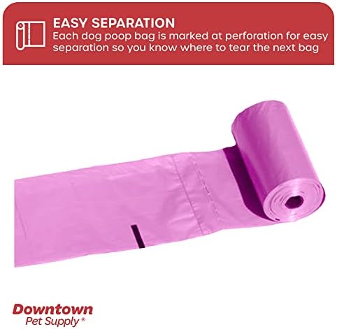 Торбички за кучешки какашек Downtown Пет Supply (180-каратные розови пакети и 1 опаковка), Скоби за опаковка торби за отпадъци до