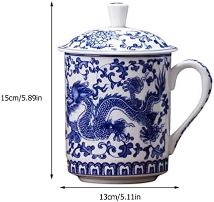 Hemoton Китайска Чаена Чаша 2 Комплект Керамични Чаена Чаша Китайски Синьо-бялата Порцеланова Чаена Чаша Изискана Чаша с Цвят на