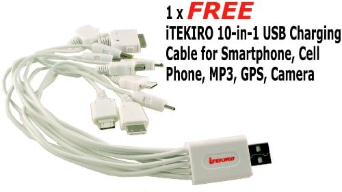 iTEKIRO AC Стенно Зарядно за Кола dc Комплект за Panasonic NV-GS200EG-S + iTEKIRO 10-в-1 USB Кабел За зареждане