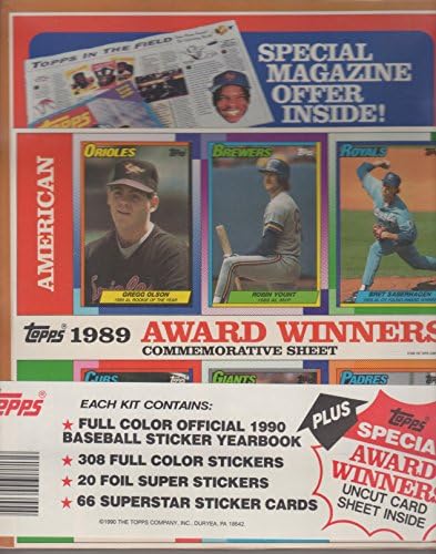 1990 Пълен комплект Topps Yearbook с капак и стикери на Дон Маттингли (Годишник + 308 пълноцветни стикери + 20 супернаклеек от фолио