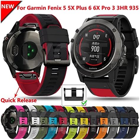 PURYN 26-22 мм Быстросъемный Каишка За Часовник Garmin Fenix 6X6 Pro 5X5 Plus 3 HR Ендуро 935 Силикон Гривна Easyfit Smart Watch