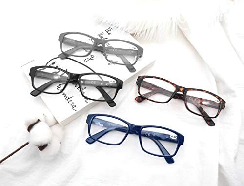 Очила за четене HEEYYOK 4 в опаковка Мъжки 2,50, Големи Квадратни Ридеры, Правоъгълни Рамки, Удобни Ридеры голям размер с пружинным