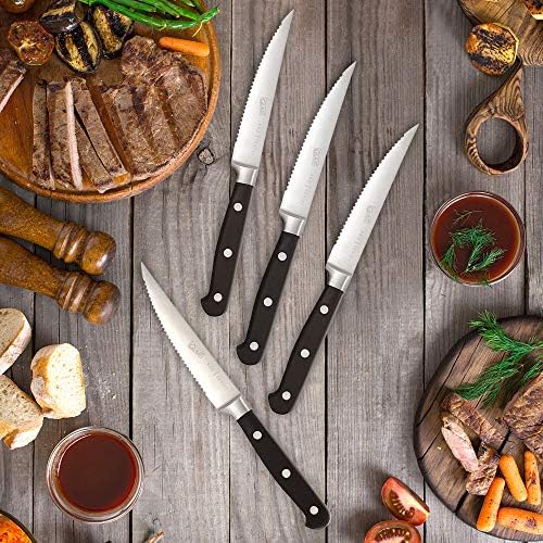 Комплект ножове за стек Радвам се, че от 4 теми – Серия Pro | Фалшиви Высокоуглеродистая Неръждаема стомана | Устойчив на петна