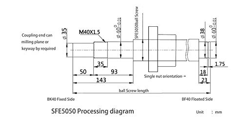 Mssoomm 50 мм свд с дълъг стъпка SFE5050 RM5050 Дължина 108,27 инча/2750 мм + Химикалка Гайка + BK/BF40 Подшипниковые Блокове Края